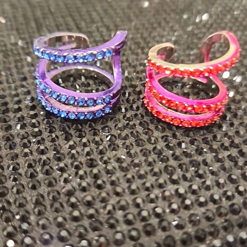 Akira Pink & Purple Rhinestone Stackable Rings‎ - Picture 5 of 8